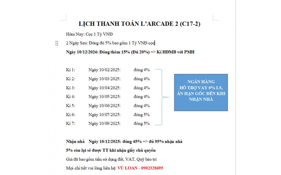 Mở bán dự án l'arcade Phú Mỹ Hưng mặt tiền đường Trần Văn Trà quận 7. Mua giá gốc trực tiếp chủ đầu tư - sở hữu lâu dài